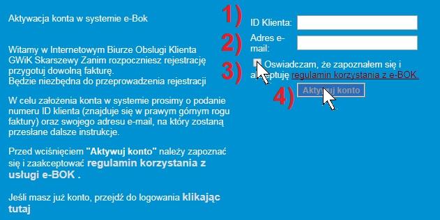 By rozpocząć proces rejestracji, należy kliknąć na hiperłącze(obrazek poniżej), które przekieruje nas na stronę rejestracji w systemie E-BOK. 4.