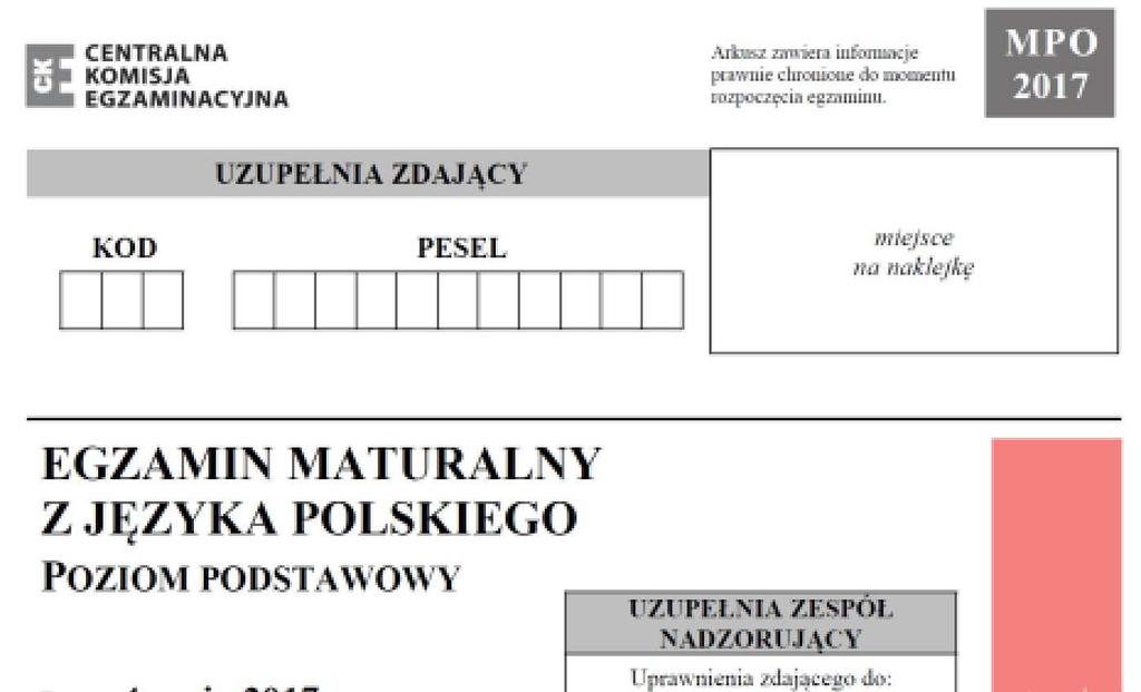 2. 13 4. oznacza on materiał przekazywany zdającemu podczas w części pisemnej, zgodnie z Tabelą 1.