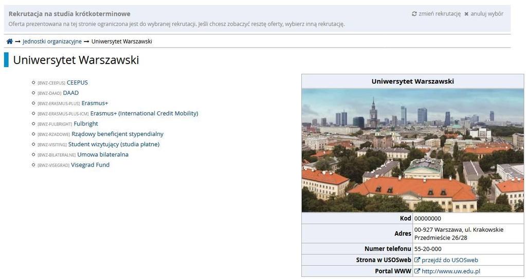 Oferta studiów