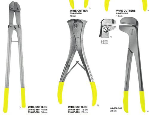 Instrumenty do paznokci Fingernagel- Instrumente Finger Nail Instruments 09-602 460 mm (18 /8") 09-603 560 mm (22 1/8") /Drahtschneidezangen /wire cutters Kirschner, Steinmann twardy max.