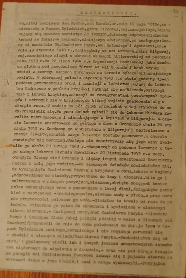 Oświadczenie p.