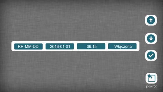 1.2 Czas Aby zmienić datę i godzinę, wybierz podmenu czas, wyświetlą się następujące 3 okna: format daty/okno edycji daty/okno edycji godziny.