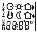 Wyświetlacz G: H: I: G H K Tr yb automatyczny Tryb ręczny Czas i temperatura J I J: K: Numer dnia tygodnia Symbol pory dnia Poranek Poza domem Noc W domu Typ WLCT Przygotowanie termostatu