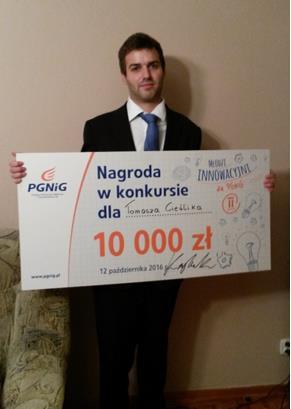 Młodzi Innowacyjni dla PGNiG 2016 r. II miejsce w Konkursie uzyskał mgr inż.