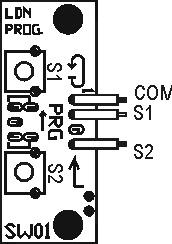 COM wspólny S1 zmiana S2 potwierdzenie Rys. 3. Schemat połączeń na płytce programowania SW01 Rys. 4. Widok płytki programowania SW01. Tab. 3. Położenie styków programowania na złączu CA6.