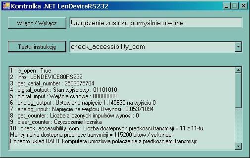 program. Przed uruchomieniem należy podłączyć urządzenie do odpowiedniego portu COM komputera.