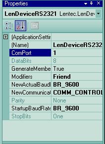 LenDeviceRS2321 i otwieramy podokno Properies.