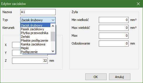 Symbol montażowy jest tworzony z fizycznymi wymiarami i sposobem montażu. Gdy wprowadzone zostają dane, generowany jest podgląd pokazujący aparat.