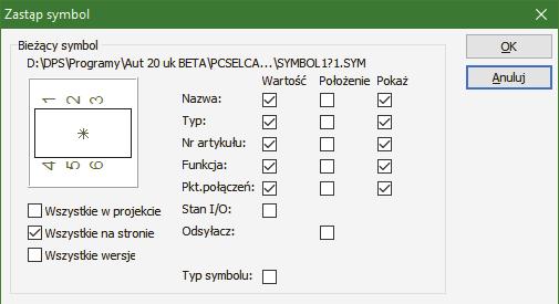 7.8 Zamiana symboli Można teraz zamienić symbol wraz jego dodatkowymi wersjami oznaczonymi znakiem?