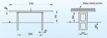 19. Stół do tenisa stołowego 2 etap projektowany Wymiary urządzenia: 274/152/76 cm Powierzchnia