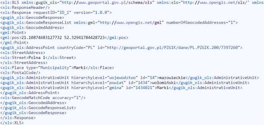 72 W. Izdebski, M. Kursa Format XML OpenLS Rys. 4. Odpowiedź usługi ULA w formacie XML Fig. 4. ULA response in XML format Rys. 5.