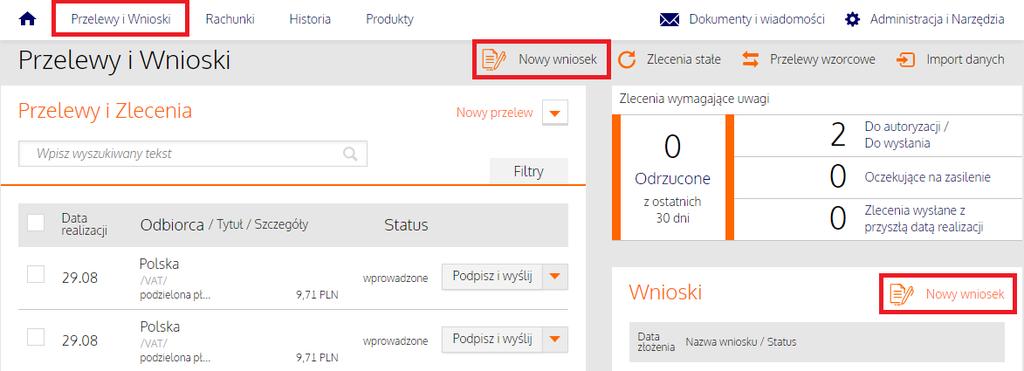 Opis modułu Wnioski w systemie ING business Spis treści I. Wnioski Nowy wniosek 1 II. Wnioski lista wniosków 3 III. Wniosek o nadanie/modyfikację schematów akceptacji do rachunków 4 A.