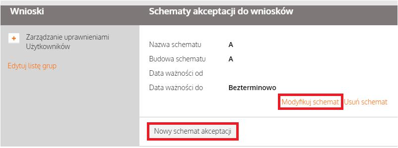 Następnie zaznacz pole wyboru przy grupie, która ma zostać dodana do istniejącego schematu. Możesz dodać tylko grupę, która nie została wskazana w żadnym bloku schematu.