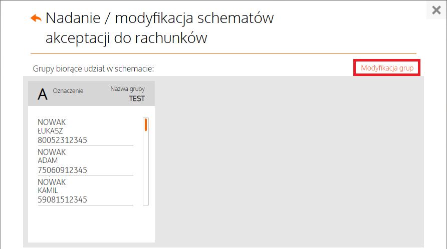 III. Wniosek o nadanie/modyfikację schematów akceptacji do rachunków A.