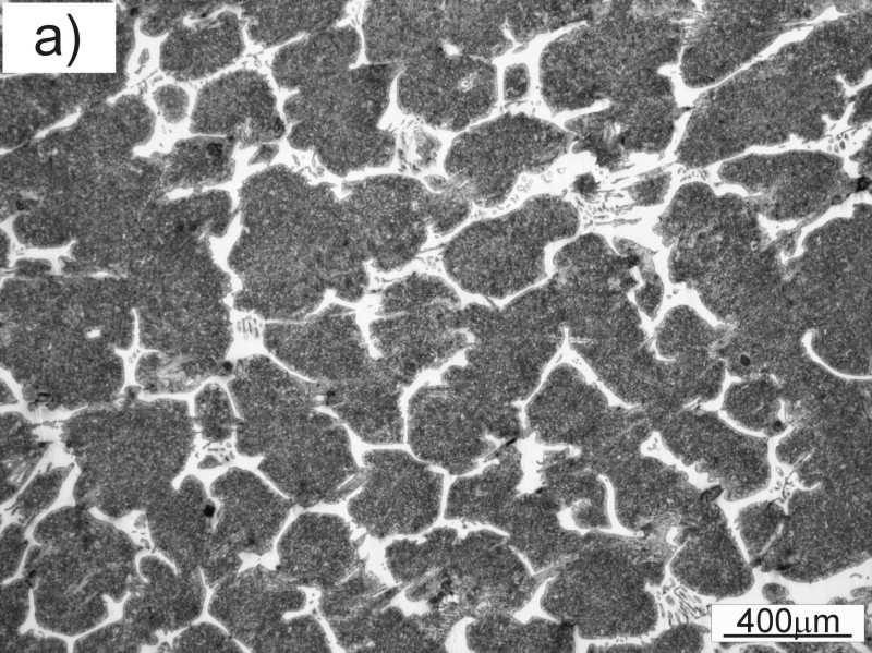 Rys. 1. Mikrostruktura staliwa G200CrMoNi4-6-3 bezporednio po odlaniu (w stanie wyjciowym). Trawiono 3% HNO 3 Fig. 1. Microstructure of G200CrMoNi4-6-3 of investigated cast steel (as-delivered condition).