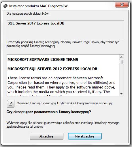 Instalacja i obsługa aplikacji MAC Diagnoza EW Uruchom plik setup.
