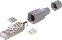 Strukturalne okablowanie budynku, Cat.5e Złącze RJ45 Industrial Ethernet Wtyczka RJ45 CAT.5e Hirose TM11 Przystosowane do linki AWG24-27 Sposób przyłączenia: zagniatanie Izolacja żyły: ok.