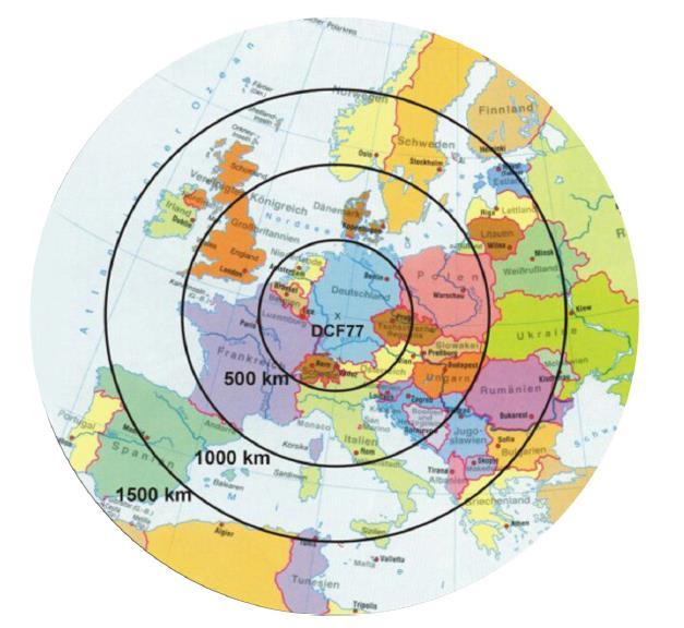 7) strefa odbioru czasu radiowego: do 1500 km od nadajnika DCF77.