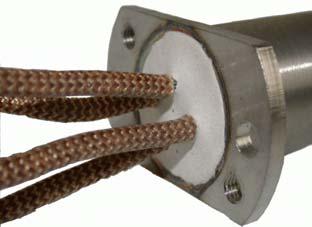 Realised example: φ4 x 34mm, 230V, 70W Grzałka patronowa MAXI do pras wytłaczających aluminium, wykonanie specjalne: 2 strefy grzejne, zimna strefa środkowa, osiągana temperatura do 450 0 C