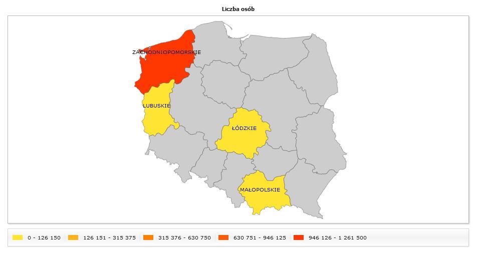 do poziomu gminy, klikając na dowolny powiat.