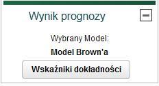 Rysunek 47 Zakładki w prognozie Poniżej tabeli znajduje się przycisk umożliwiający eksport danych do formatu XLS (Rysunek 48 Prognoza - tabela).