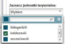 5.13 Zaznaczanie wybranej jednostki terytorialnej w tabeli System pozwala użytkownikowi wyróżniać jednostki terytorialne w tabeli.