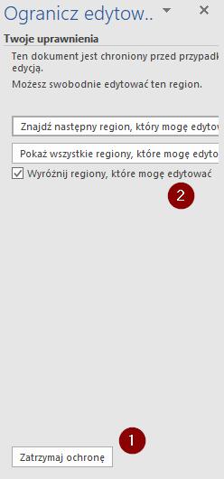 Kiedy mamy przygotowany cały dokument z wydzielonymi wyjątkami pozostaje jedynie zastosowanie zmian, czyli skorzystanie z przycisku w Rozpocznij wymuszanie.