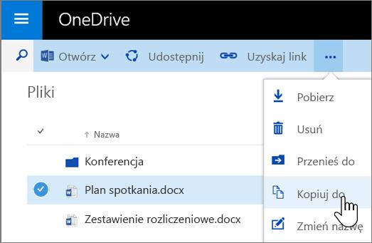 Dodawanie, przenoszenie i kopiowanie plików pomiędzy repozytoriami Jak dodawać pliki do OneDrive lub witryn zespołów omówiliśmy we wcześniejszych scenariuszach (dot.