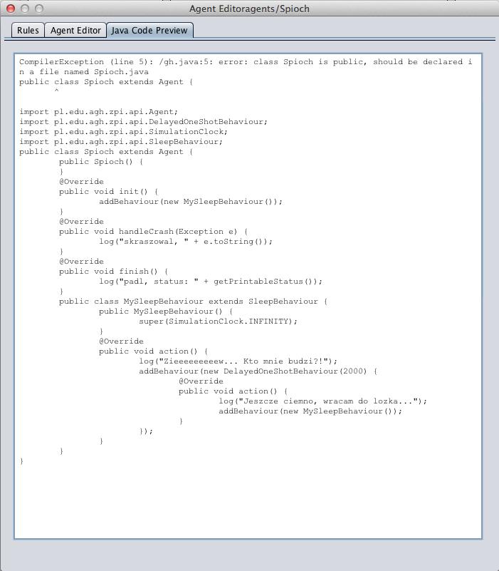 przypadku jego braku unikalne) get_global_id getglobalid(); zwraca globalne id agenta get_unique_id getuniqueid(); zwraca unikalne id agenta get_status getstatus(); zwraca aktualny status agenta
