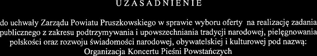 UZASAD NIEN IE do uchwały Zarządu Powiatu Pruszkowskiego w sprawie wyboru oferty na realizację