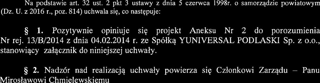 Uchwała nr 4X.O /..4(U./2016 Zarządu Powiatu Pruszkowskiego z dnia.b(2.