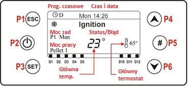 6. Instrukcja programowania sterownika 6.1 Panel sterowania: Użycie i funkcje 6.1.1 Wyświetlacz LCD100 Główna ramka pokazuje: Datę i czas, aktywację prog.