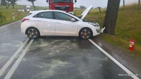 Zdarzenia w ciągu jednego dnia W czwartek 12 lipca w ciągu niecałych 3 godzin doszło do 4 zdarzeń na drogach powiatu mrągowskiego. Wszystkim zdarzeniom towarzyszyły bardzo intensywne opady deszczu.