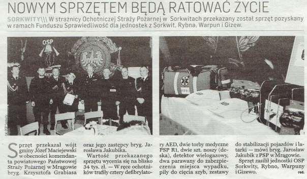 Jarosława Jakubika. Wartość przekazanego sprzętu wycenia się na blisko 34 tys. zł. W ręce ochotników trafiły cztery defibrylatory AED, dwie torby medyczne PSP R1, dwie szt.