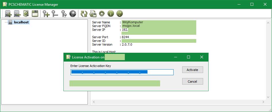 Instalacja i konfiguracja serwera PCS License Server Pojawi się okno aktywacji licencji. Wpisz klucz licencyjny i kliknij na Activate.