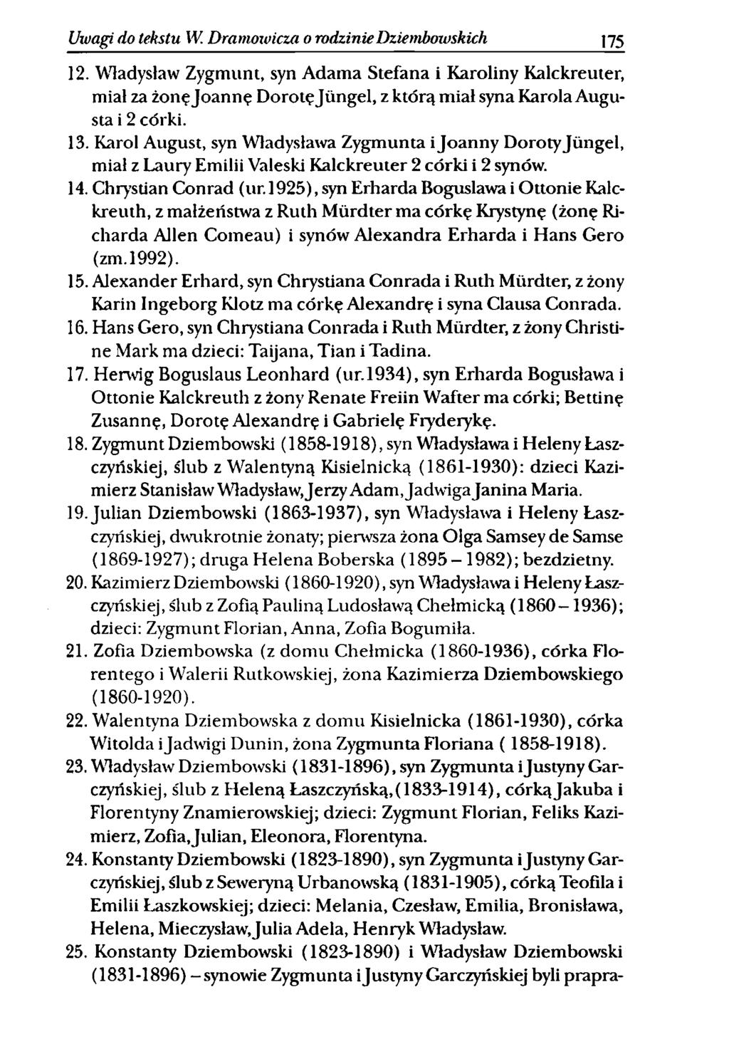 Uwagi do tekstu W. Dramowicza o rodzinie Dziembowskich 175 12.