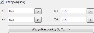 CADprofi Polecenia ogólne: Rozszerzanie zawartości programu w polach X, X+ oraz Y-, Y+.