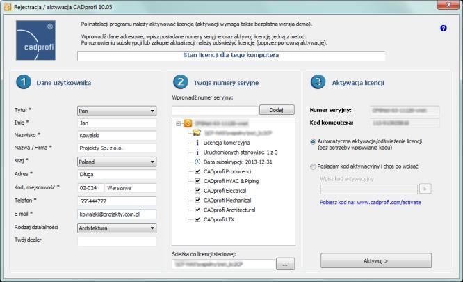 Instalacja: Rejestracja i aktywacja licencji Rejestracja i aktywacja licencji Po instalacji programu należy aktywować licencję.