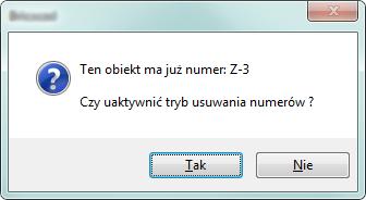 CADprofi Polecenia ogólne: Numerowanie Po uaktywnieniu trybu usuwania numerów należy wybrać żądane obiekty lub numery.
