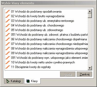 Pracownicy 109 Rys. 5-20 Okno Wybór klasy elementu.
