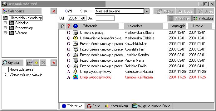 R O Z D Z I A Ł 8 Dziennik zdarzeń W programie SYMFONIA KADRY I PŁACE Forte edycja zdarzeń możliwa jest w dwóch miejscach: w kalendarzu pracownika po wybraniu z menu podręcznego polecenia Dziennik