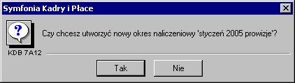 186 Rozdział 10 Rys. 10-4 Okno Nowy okresy określanie okresu rozliczania kadrowego.