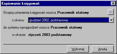 Kopiowanie księgowań Podczas tworzenia nowego okresu płacowego ustawienia schematów księgowań są kopiowane do tworzonego okresu z okresu źródłowego.