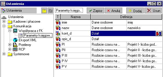 Parametry P1, P2, P3, P4, P5 to odpowiednio atrybuty: Projekt I- liczba godzin, Projekt II- liczba godzin, elementu Rozbicie czasu pracy na projekty. Rys.