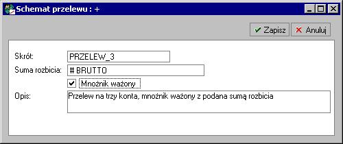 244 Rozdział 13 Dodawanie i edycja schematów przelewów Rys. 13-2 Schematy przelewów zakładka Elementy.