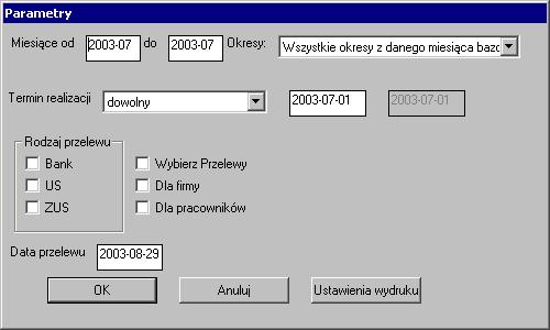 260 Rozdział 13 Opis działania raportu Przelewy Raport Przelewy przeznaczony jest do utworzenia wydruków lub nadruków dla zdefiniowanych schematów przelewów.