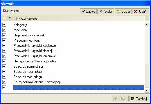 Pracownik 51 Okno to, podobnie jak inne okna w programie, można powiększyć lub zmniejszyć przy użyciu myszy. Rozmiar okna zostanie zapamiętany. Te dane, które są wielokrotnie wykorzystywane (np.