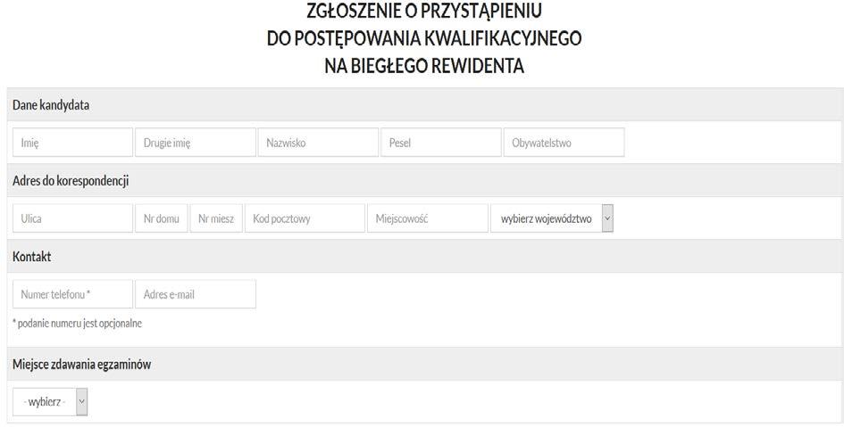 Złożenie wniosku Aby zostać biegłym rewidentem należy złożyć wniosek do Polskiej Izby Biegłych Rewidentów (https://www.pibr.org.pl/pl/document/index/13).