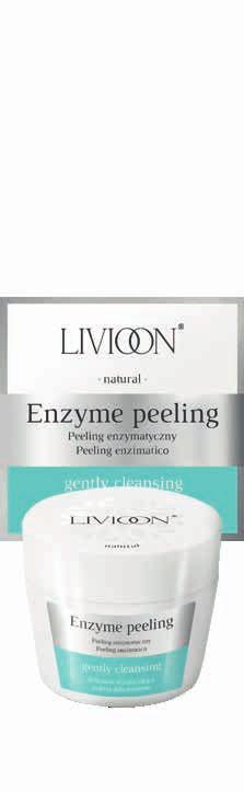 Enzyme peeling Składniki aktywne: Papaina Enzym występujący w miąższu owoców papai, który posiada właściwości rozjaśniające oraz kompleks kwasów AHA które, delikatnie złuszczają i oczyszczają
