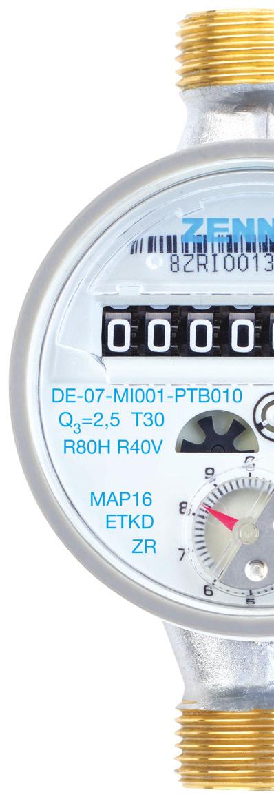 Opcje zdalnego odczytu Wszystkie wodomierze jednostrumieniowe suchobieżne wyposażone w dysk modulujący posiadają liczydło 8-rolkowe.